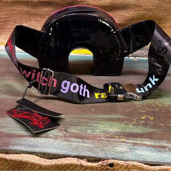 Killstar black patent rainbow fanny pack waist bag NWT - Picture 4 of 13